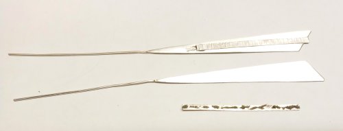Judy Larson's Designer Stick Earrings Remodel - , Contemporary Wire Jewelry, Cutting, Cutting Tool, Cutters, Butane Torch, Soldering, Solder, sanding, filing, polishing, Place a narrow line of medium paste solder
